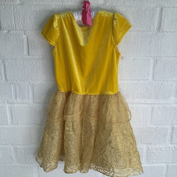 Disney Velvet Beauty & The Beast Gold Dress Up Dress sz 6 - Picture 6 of 6